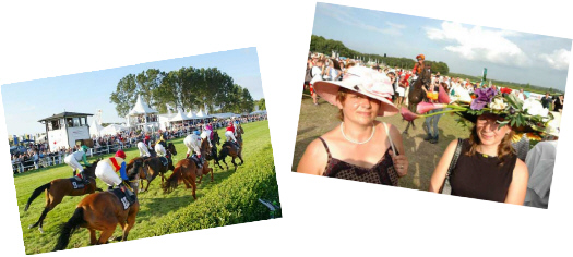 Pferderennbahn mit zwei Motiven im Bild